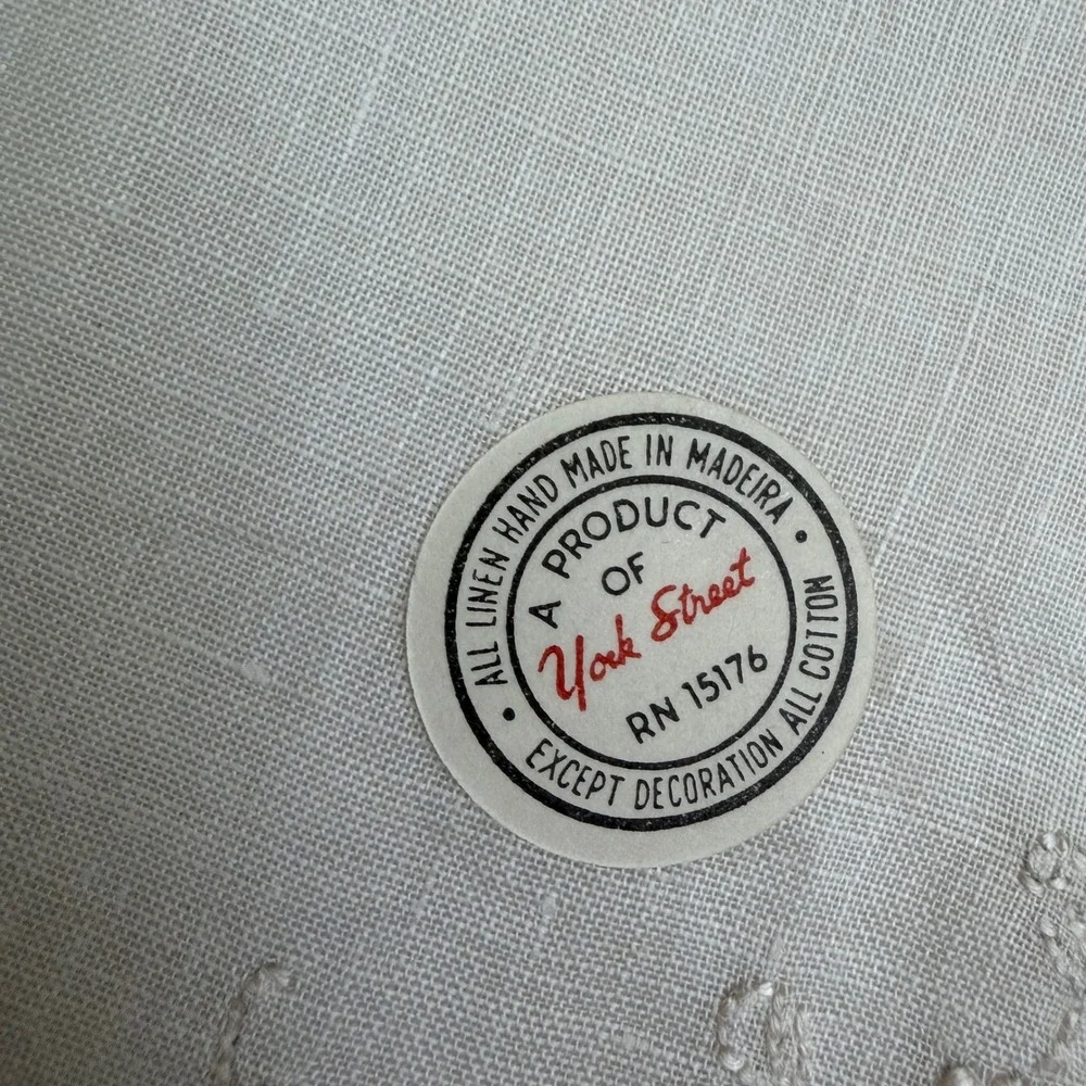 Vintage York Street Handkerchief Hand Made Madeira Linen Embroidered NOS Bridal